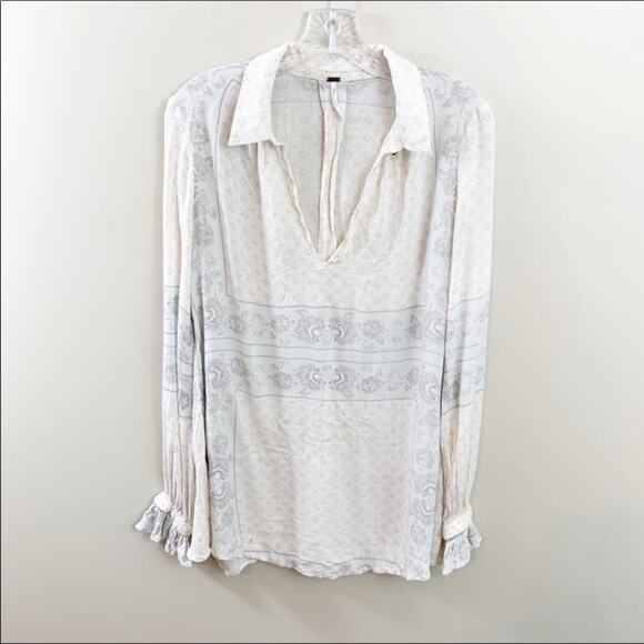 Free People Changing Times Floral Print White/Blue Tunic - Picture 3 of 8